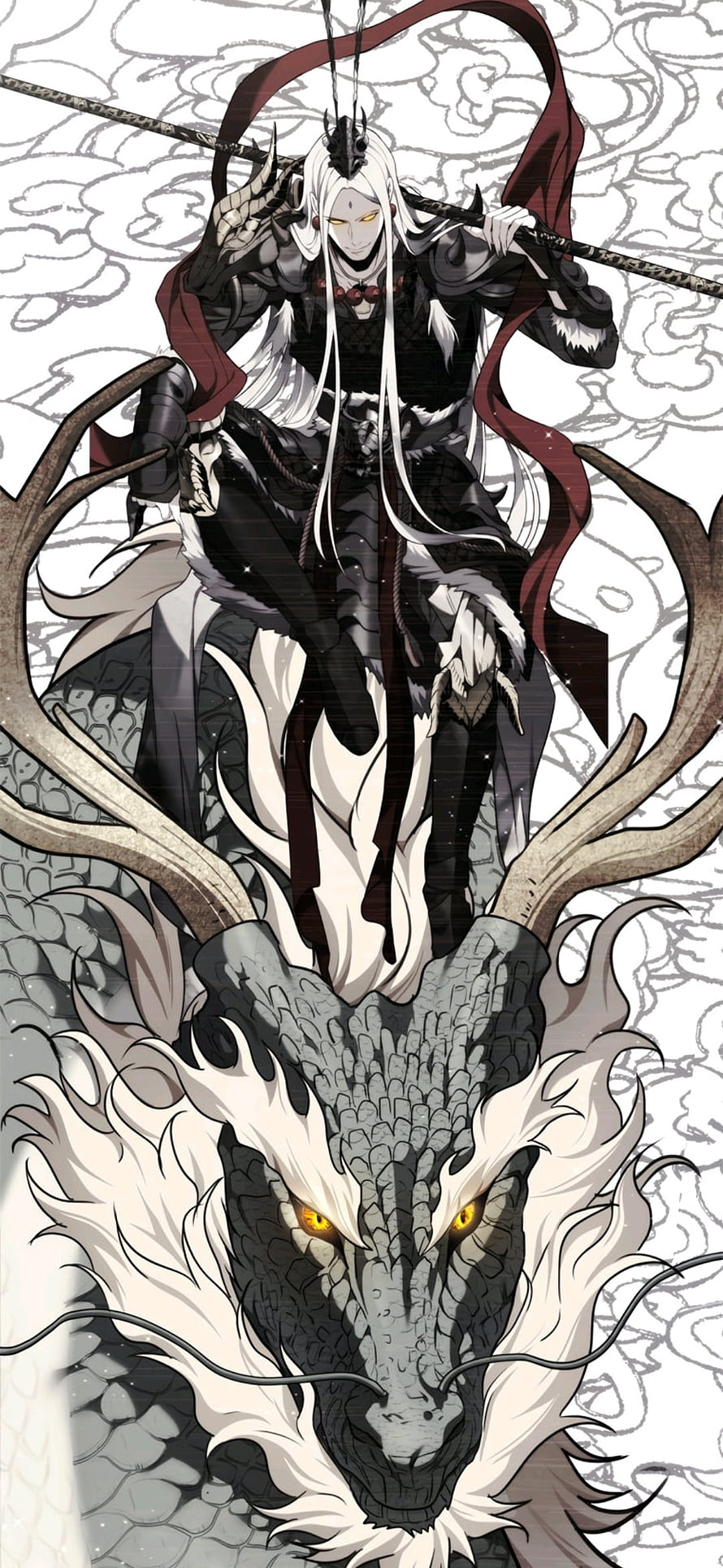 Sun Wukong and Dragon in Dark Fantasy Manhwa Art HD phone wallpaper