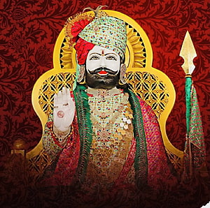 Sant Kabir Dharamsala Statue with Golden Halo and Traditional Attire HD wallpaper