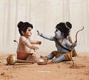 Baby Hanuman and Baby Rama Playing Together in the Forest, Rames Harikrishnasamy on Instagram: “#conceptart: “Ehh Hanuman Ji, Baby Hanuman HD wallpaper