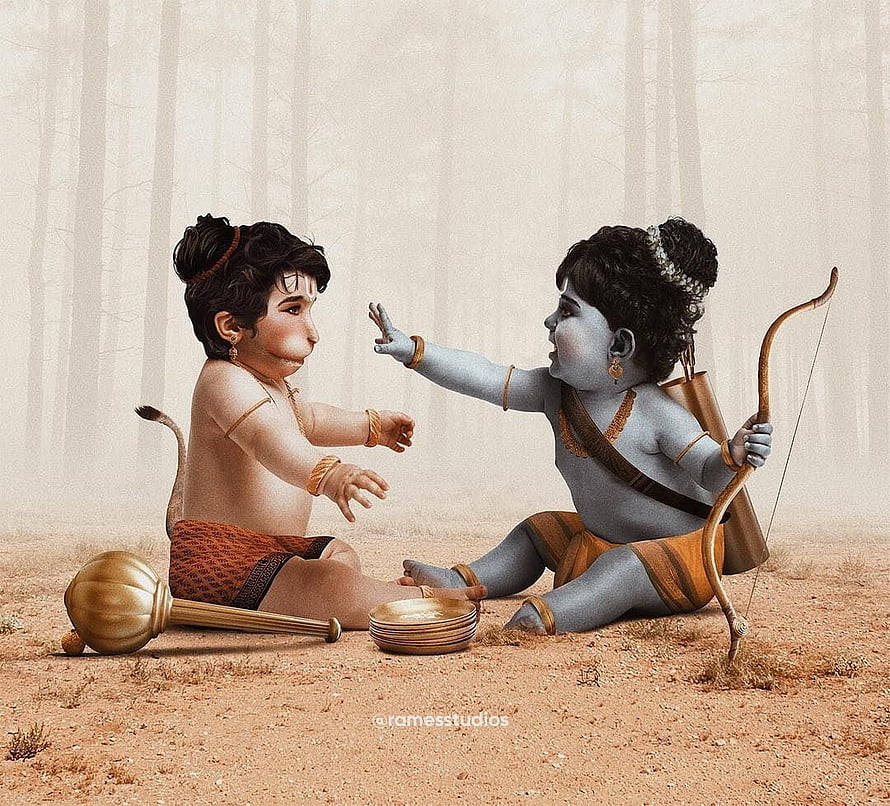Baby Hanuman and Baby Rama Playing Together in the Forest, Rames Harikrishnasamy on Instagram: “#conceptart: “Ehh Hanuman Ji, Baby Hanuman HD wallpaper