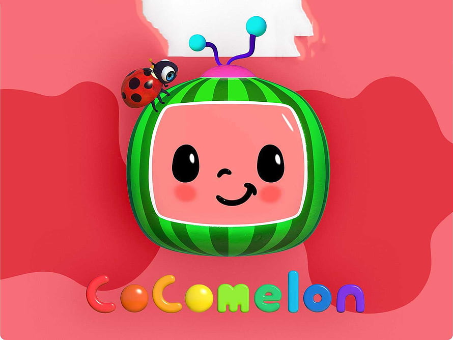 Cocomelon Watermelon Character with Ladybug on Pink Background HD wallpaper