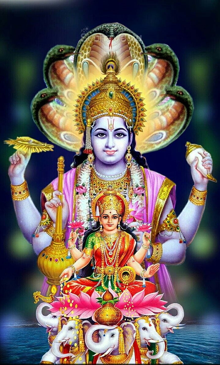Lord Varuna Hindu God of Water with Consort and Elephants HD phone wallpaper