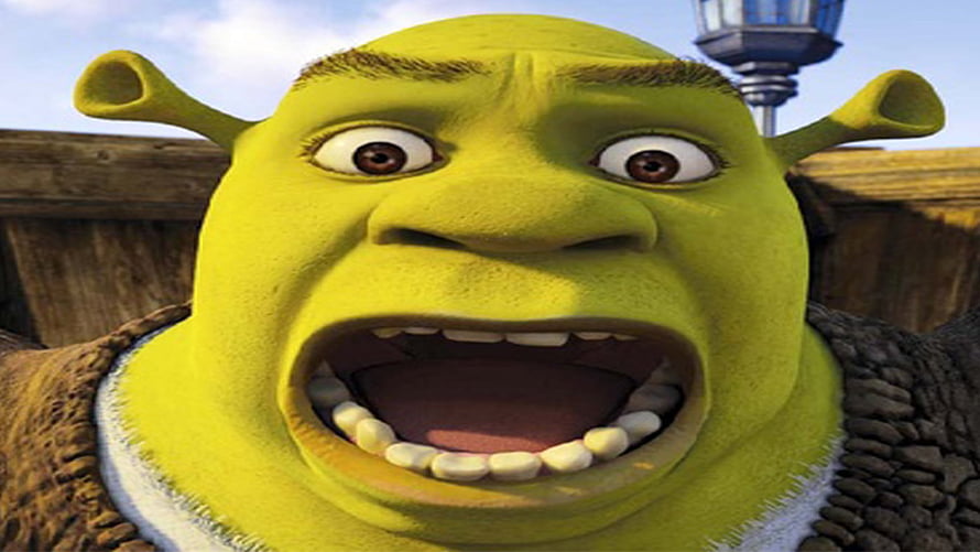 Shrek Animated Character Close-Up With Open Mouth And Surprised Expression HD wallpaper