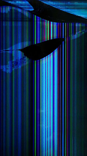 Abstract Glitch Art With Vertical Neon Lines And Dark Silhouettes HD phone wallpaper