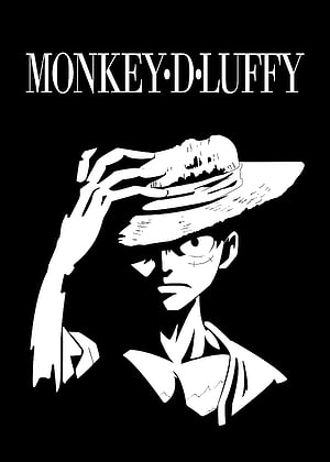 Monkey D. Luffy High-Contrast Black and White Anime Portrait with Straw Hat HD phone wallpaper