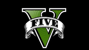 Grand Theft Auto V Logo Emblem With Green Diamond Pattern On Black Background HD wallpaper
