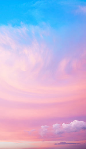 Dreamy Pastel Sky With Pink And Blue Clouds HD phone wallpaper