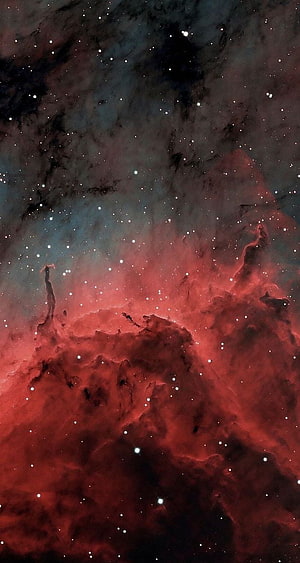 Vibrant Red and Blue Nebula Clouds in Deep Space with Scattered Stars HD phone wallpaper