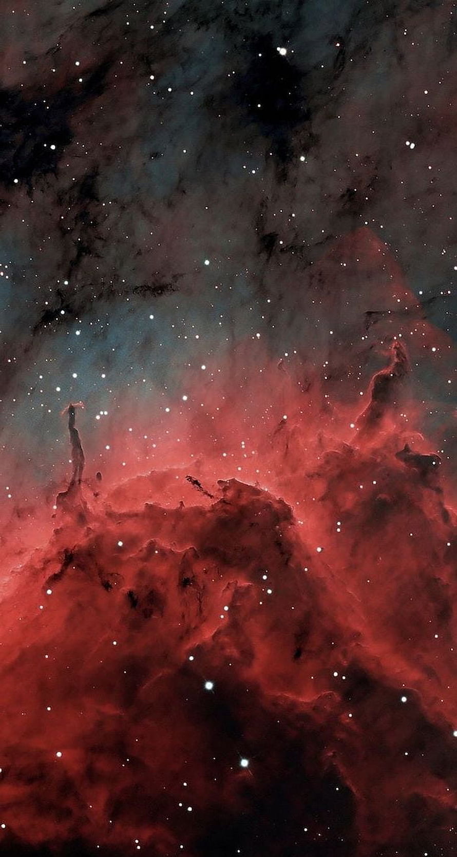 Vibrant Red and Blue Nebula Clouds in Deep Space with Scattered Stars HD phone wallpaper