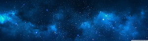 Deep Blue Cosmic Nebula and Starfield Panorama for Dual Monitor Setup HD wallpaper