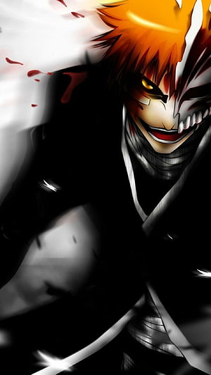 Ichigo Kurosaki Hollow Form in Bleach Anime Dark Action Artwork HD phone wallpaper
