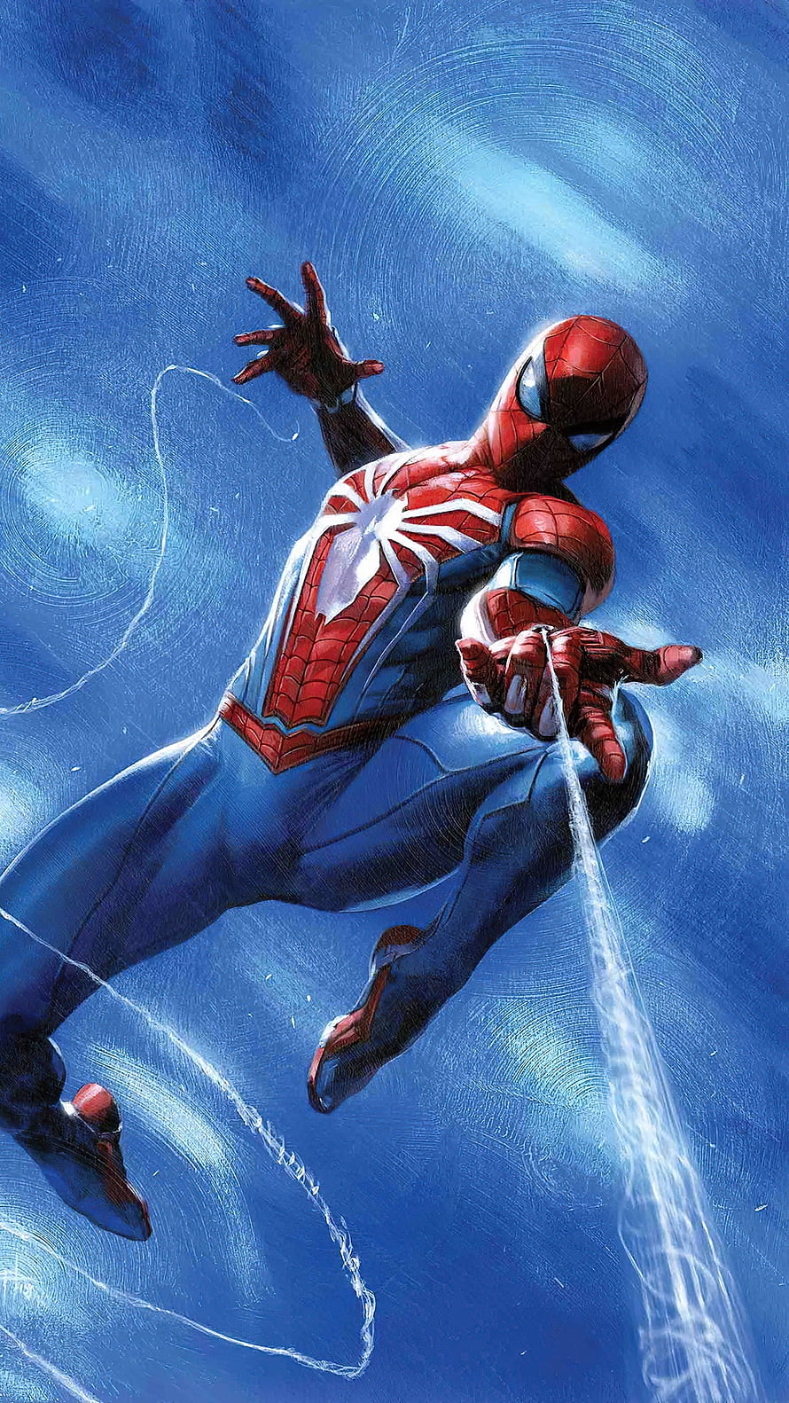 Spider-Man Swinging Through Blue Sky in Classic Comic Art Style, Spiderman Comic, Spiderman, Comic, Marvel HD phone wallpaper