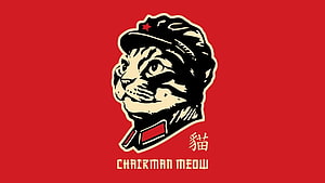 Chairman Meow Propaganda Poster Artwork on Red Background, Communist, Communism HD wallpaper