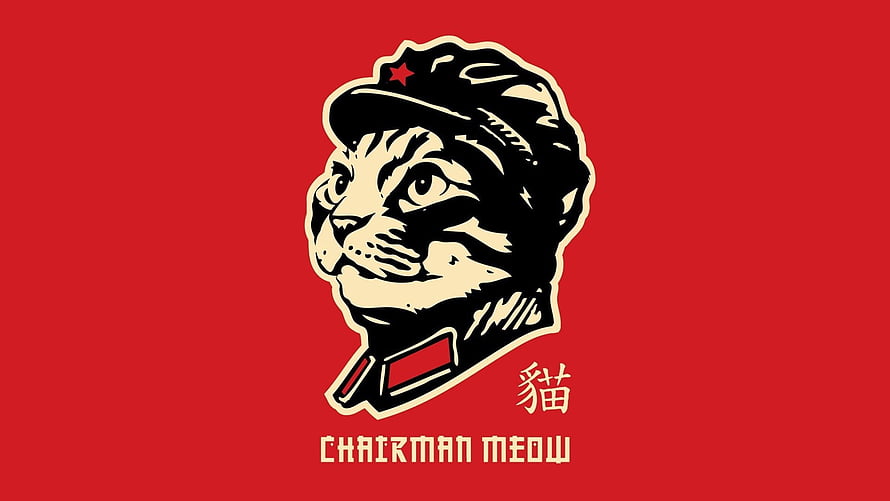 Chairman Meow Propaganda Poster Artwork on Red Background, Communist, Communism HD wallpaper