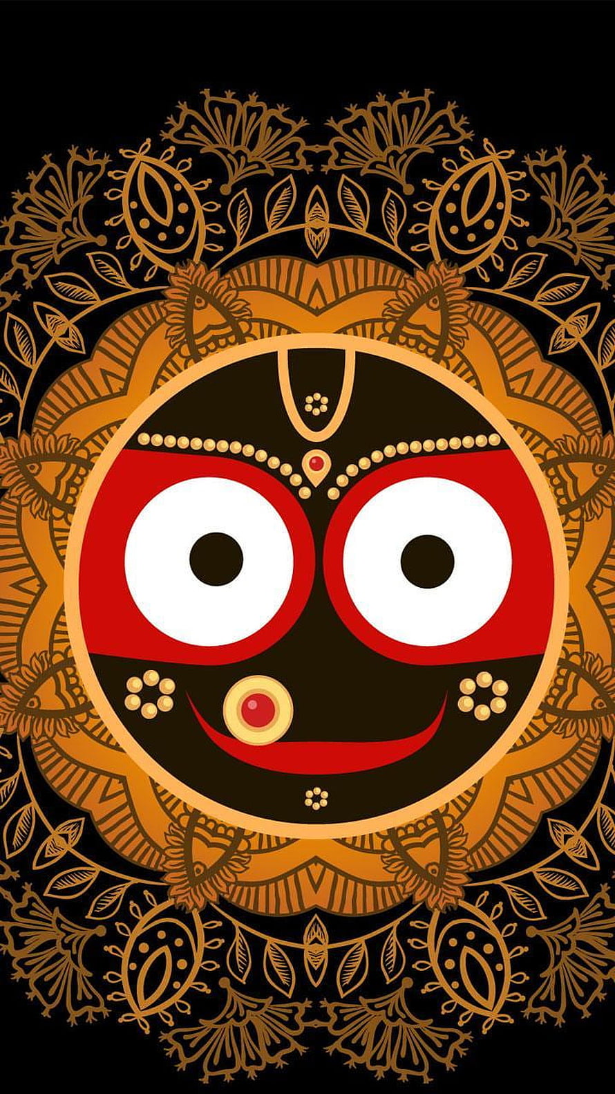 Lord Jagannath Stylized Portrait with Ornate Mandala Background HD phone wallpaper