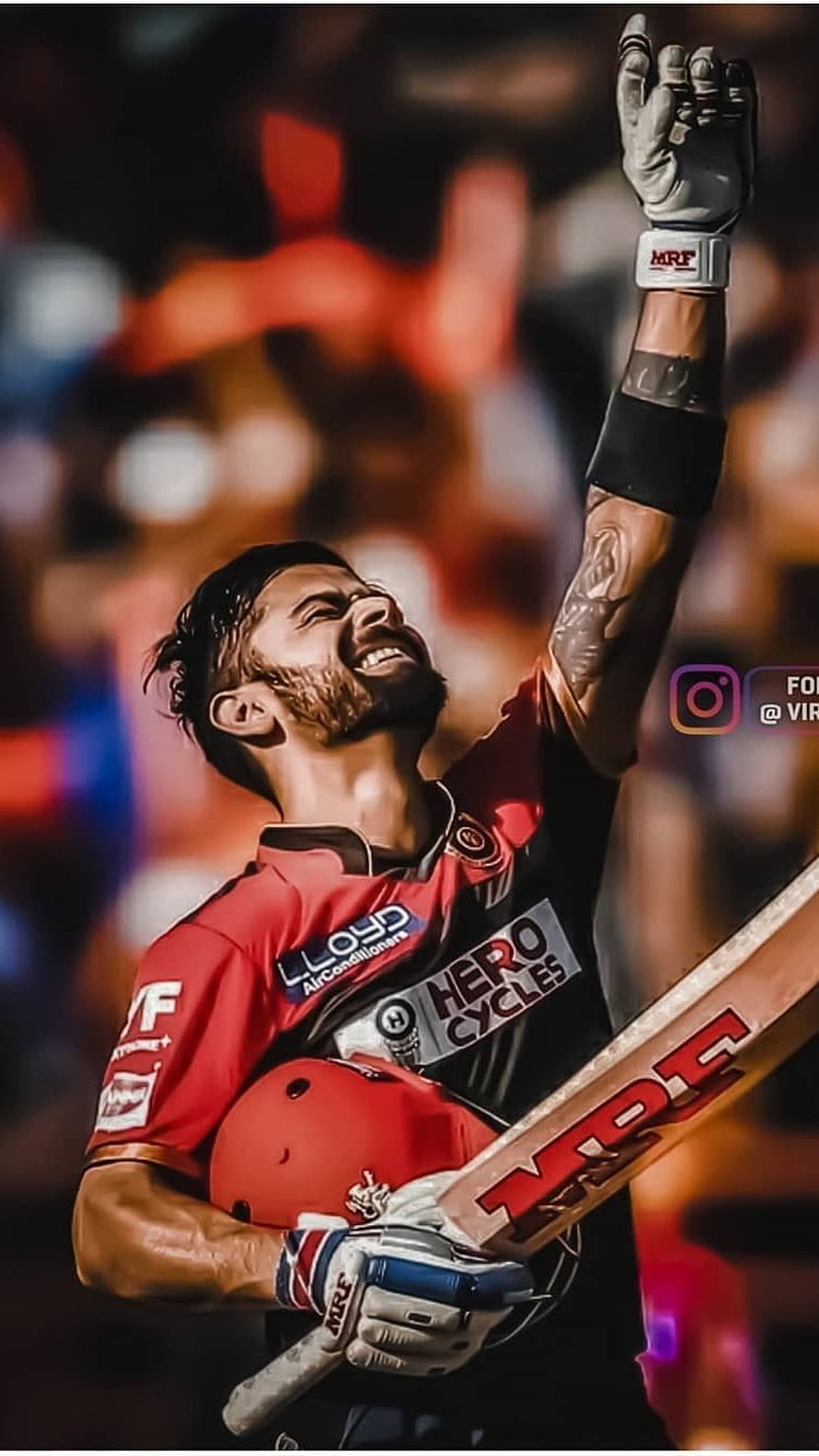 Virat Kohli Celebrating Victory in Royal Challengers Bangalore Cricket Jersey HD phone wallpaper