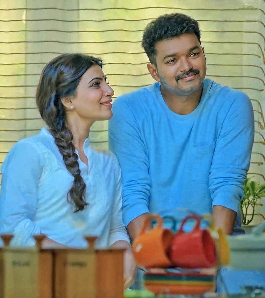 Vijay Sethupathi and Samantha Ruth Prabhu in a Romantic Kitchen Scene from the Movie Mersal, Theri - Vijay Samantha. Love couple , Theri movie vijay and samantha, Movie love quotes HD phone wallpaper