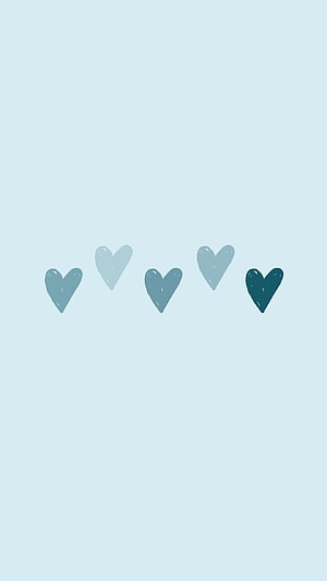 Minimalist Blue Hearts Wallpaper With Soft Pastel Gradient Background HD phone wallpaper