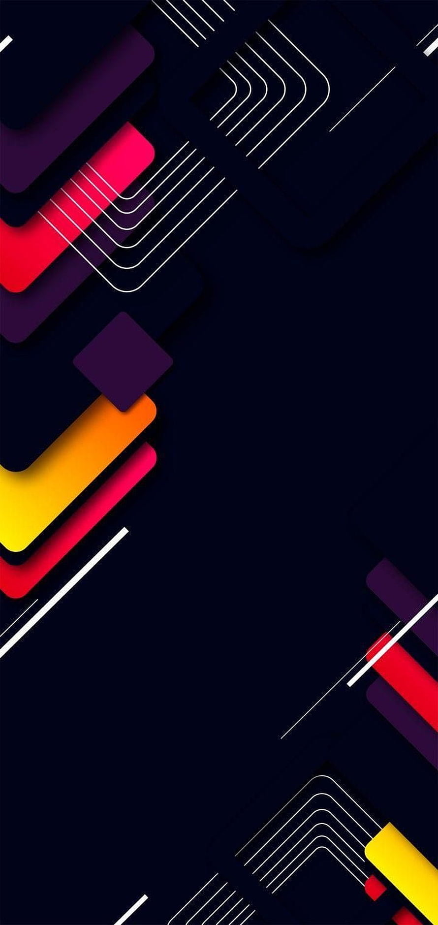 Vibrant Geometric Abstract Pattern with Neon Accents on Dark Background HD phone wallpaper