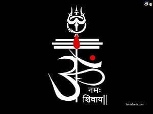 Namaste Shivay Hindi Typography Art with Trishul and Om Symbol HD wallpaper