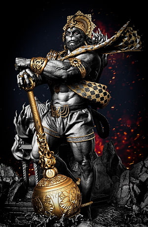 Sun Wukong The Monkey King Holding Golden Cudgel In Dark Fantasy Style HD phone wallpaper
