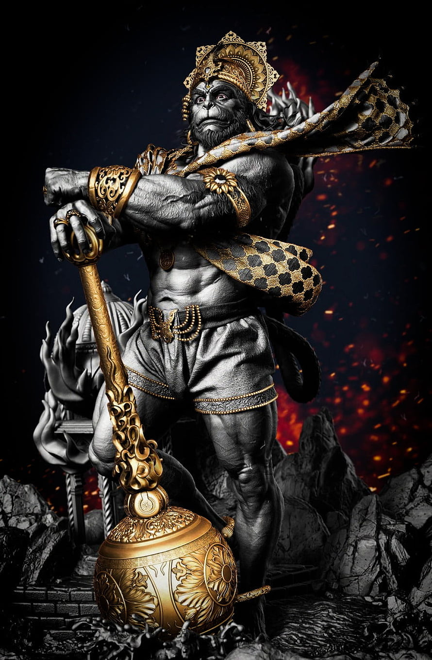 Sun Wukong The Monkey King Holding Golden Cudgel In Dark Fantasy Style HD phone wallpaper