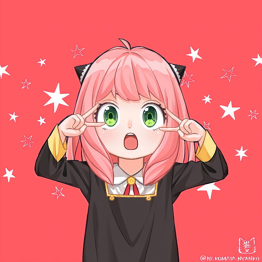Anya Forger from Spy x Family in a black dress with cat ears and green eyes HD phone wallpaper
