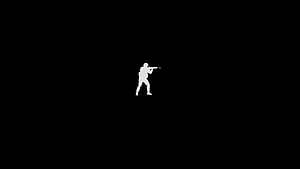 Minimalist White Soldier Silhouette Aiming Rifle On Black Background HD wallpaper