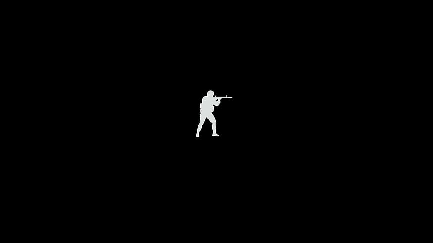 Minimalist White Soldier Silhouette Aiming Rifle On Black Background HD wallpaper