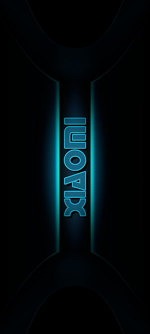 Xiaomi Neon Glow Logo on Dark Minimalist Background HD phone wallpaper