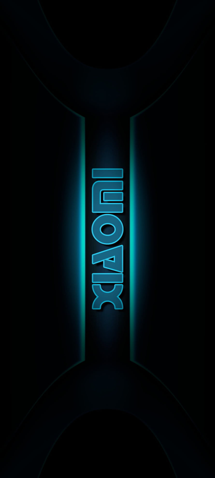 Xiaomi Neon Glow Logo on Dark Minimalist Background HD phone wallpaper