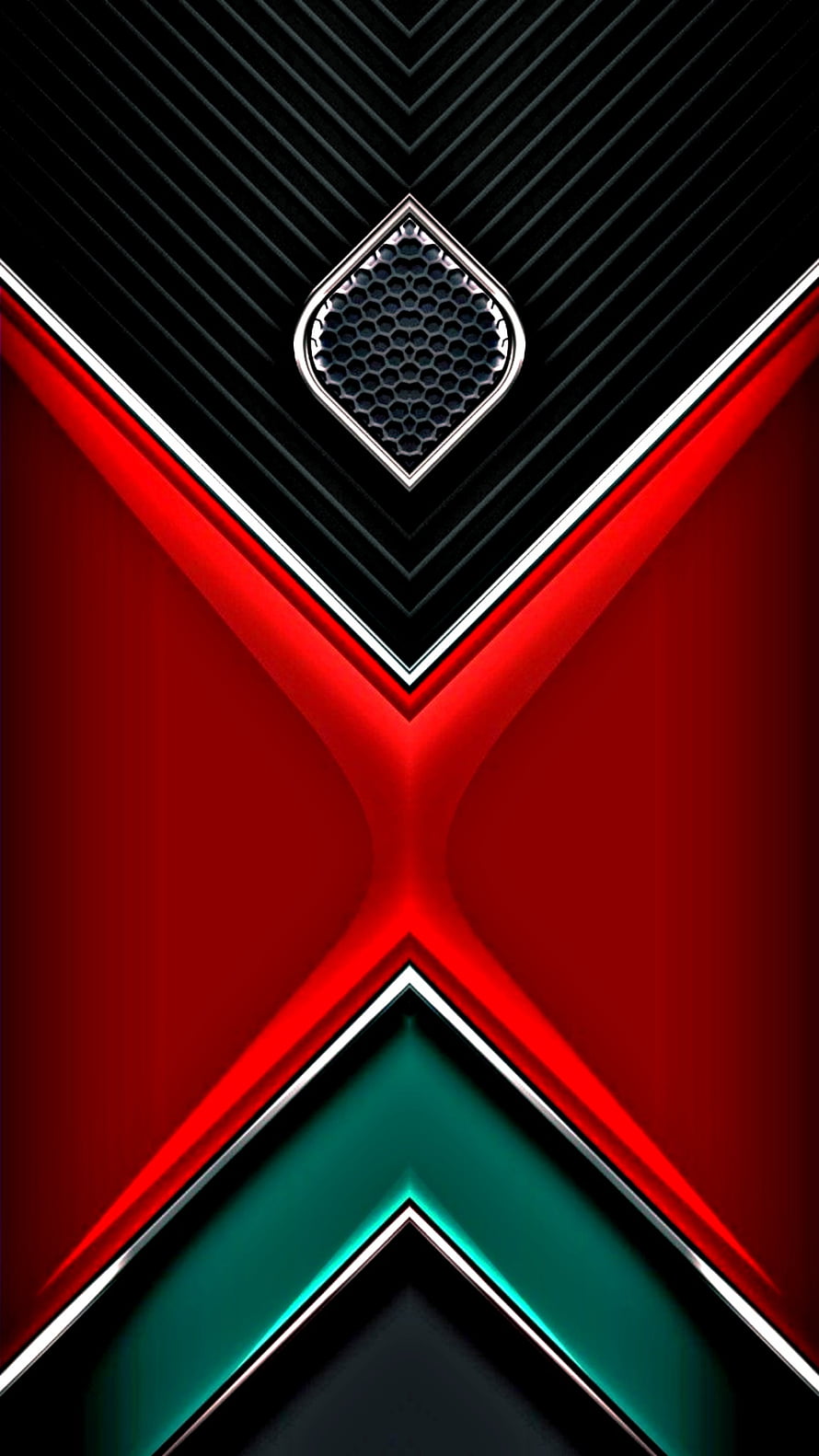 Samsung Galaxy S10 Front Camera and Sensor Module Close-Up with Red and Green Accents HD phone wallpaper