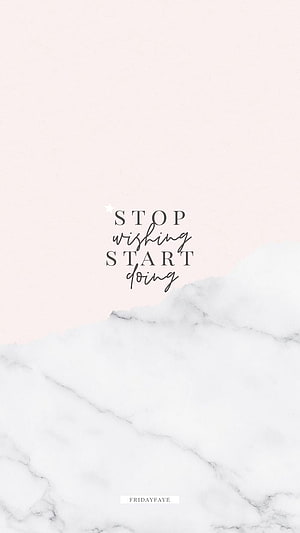 Stop Wishing Start Doing Motivational Quote on Soft Pink and White Marble Background HD phone wallpaper