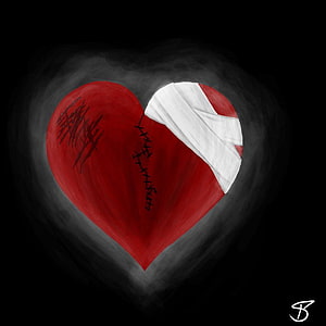 Broken Red Heart With Bandage And Stitches Digital Art Wallpaper HD phone wallpaper