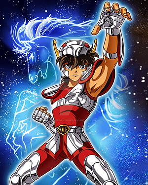 Pegasus Seiya in Silver Cloth with Constellation Aura from Saint Seiya HD phone wallpaper