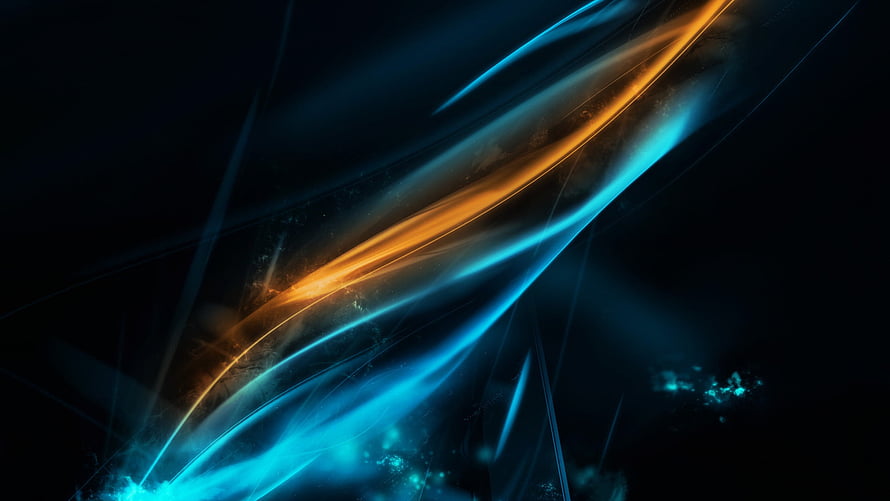Dynamic Blue and Orange Light Streaks on Dark Background Abstract Digital Art HD wallpaper