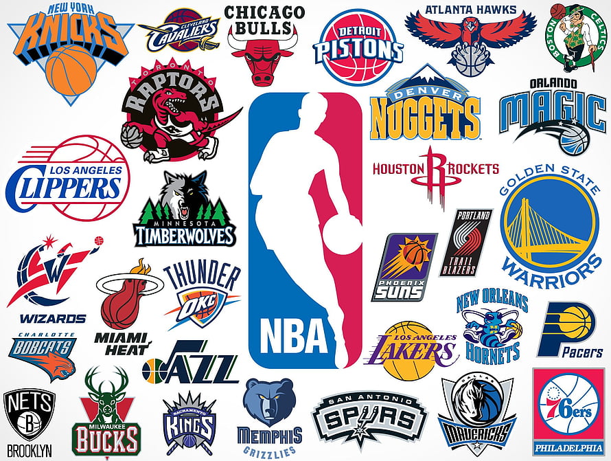 Complete NBA Team Logos Collection Featuring All 30 Franchise Emblems and Central League Mark HD wallpaper