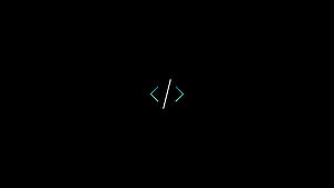 Minimalist Coding Symbol Wallpaper with Neon Blue Brackets on Black Background HD wallpaper