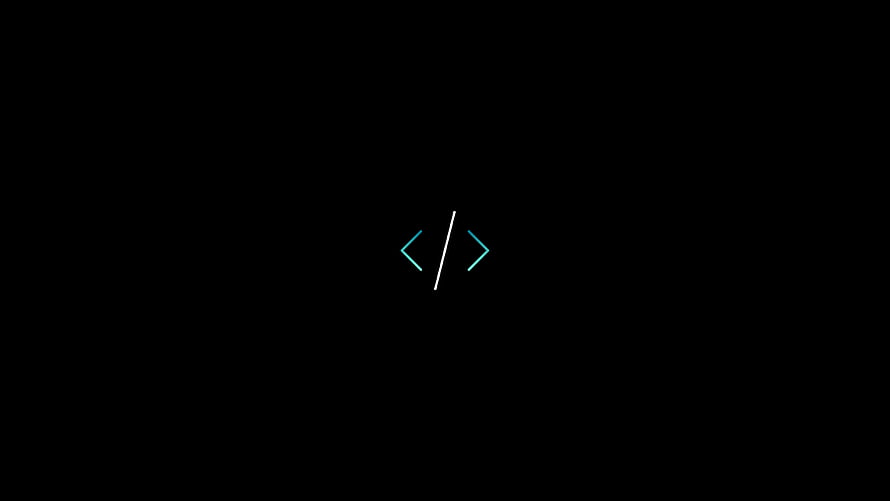 Minimalist Coding Symbol Wallpaper with Neon Blue Brackets on Black Background HD wallpaper