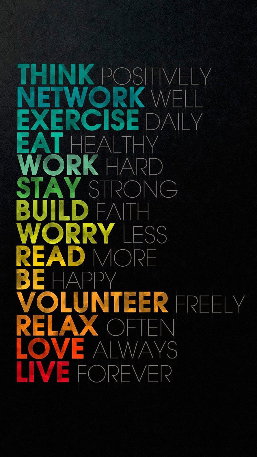 Motivational Typography Poster With Colorful Gradient Text On Black Background HD phone wallpaper