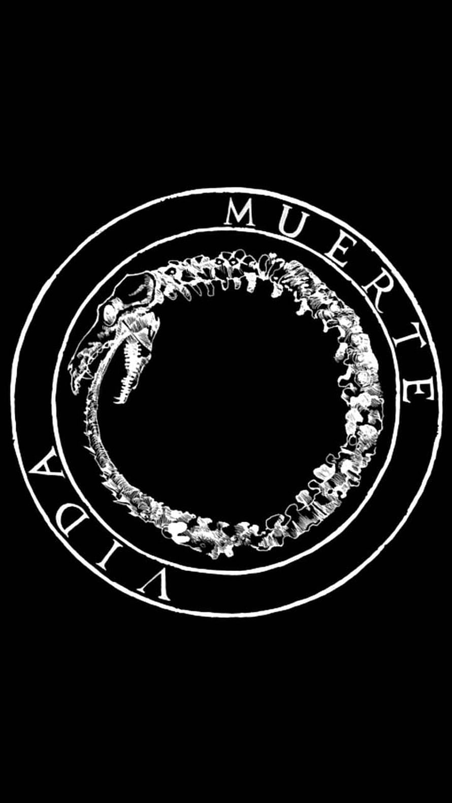 Ouroboros Snake Skeleton Circle Symbol With Spanish Text Muerte Y Vida HD phone wallpaper