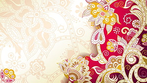 Elegant Red and Gold Floral Paisley Pattern with Intricate Swirls and Vintage Ornamental Design HD wallpaper