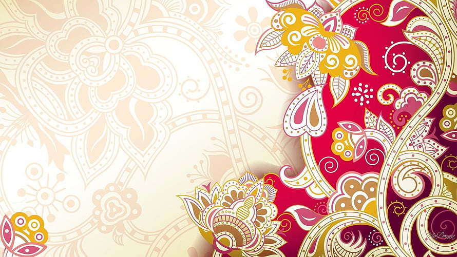 Elegant Red and Gold Floral Paisley Pattern with Intricate Swirls and Vintage Ornamental Design HD wallpaper