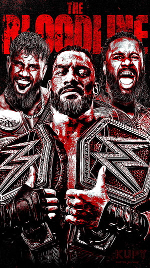 The Bloodline WWE Championship Poster Featuring Roman Reigns and The Usos, The Bloodline, Kupy, The-Bloodline, WWE, We-The-Ones-Uce, Usos, Roman-Reigns HD phone wallpaper
