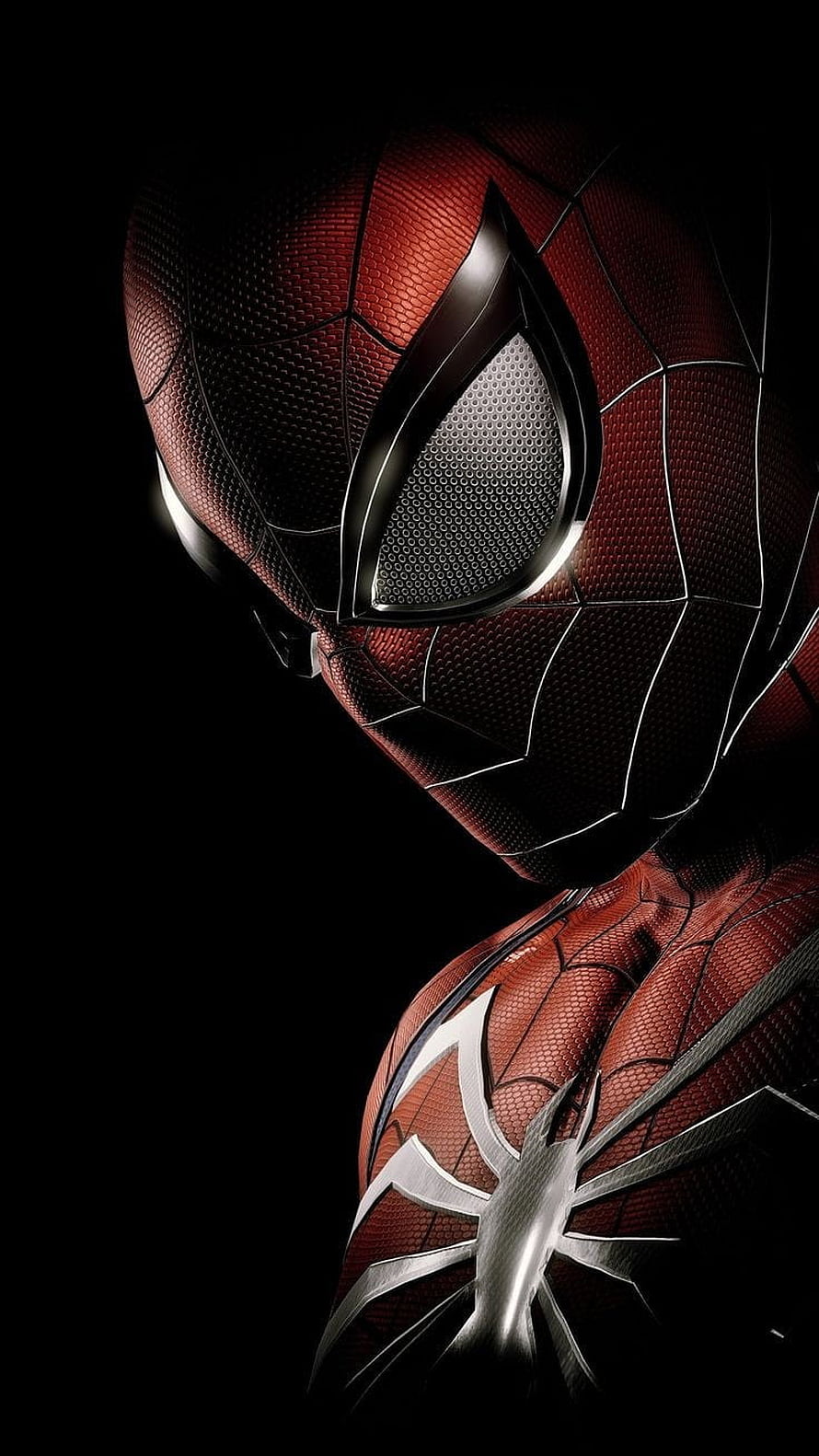 Spider-Man Iron Spider Suit Close-Up Portrait on Black Background, Spiderman, contant, tag HD phone wallpaper