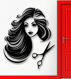 Black and White Hair Salon Wall Mural with Woman Portrait and Scissors, Online Get Cheap Wall Stickers Beauty Salon Mural Decals, Hair Salon HD phone wallpaper