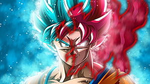 Dragon Ball Super Goku Ultra Instinct and Super Saiyan Rage Split Face Art HD wallpaper
