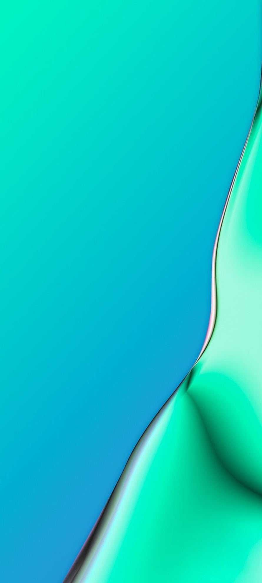 Oppo A5 2020 Stock Wallpaper with Turquoise Gradient and Abstract Curved Shapes HD phone wallpaper