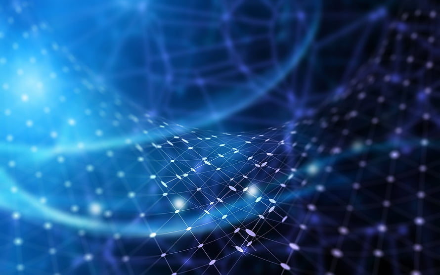 Abstract Blue Digital Network Mesh with Glowing Nodes and Interconnected Lines HD wallpaper