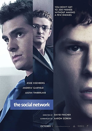 The Social Network Movie Poster Featuring Jesse Eisenberg, Andrew Garfield, and Justin Timberlake HD phone wallpaper